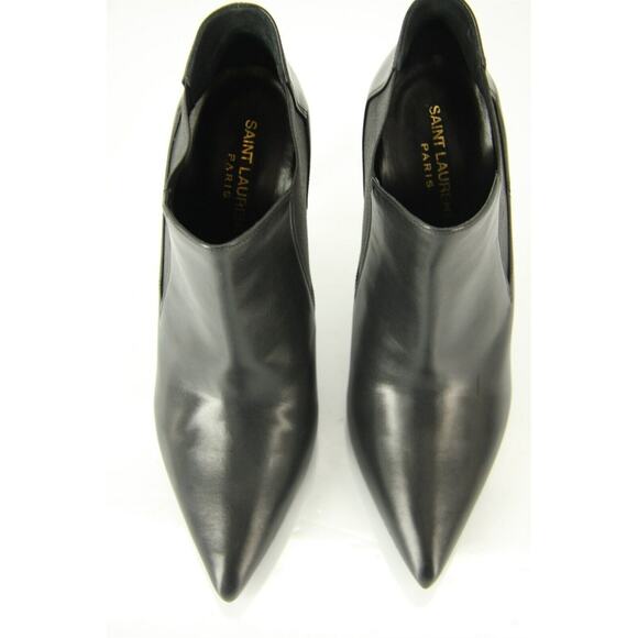 Saint Laurent Black Leather Paris Pointed Toe Ankle Boots Size 39.5 NIB YSL Yves - Picture 11 of 12
